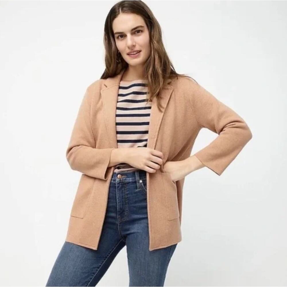 J. Crew Camel Open-Front Sweater Blazer- L